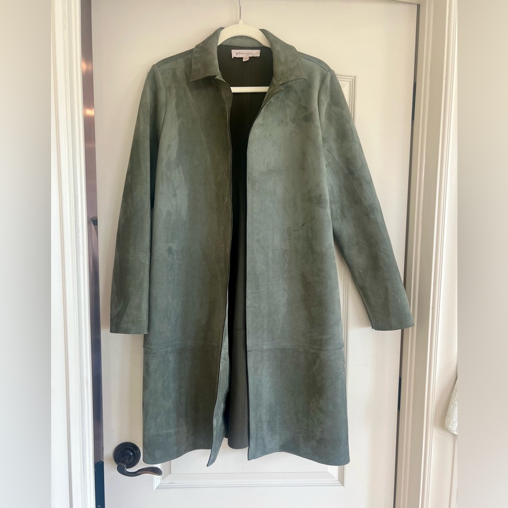 Philosophy Sage Green Suede Trench Coat
